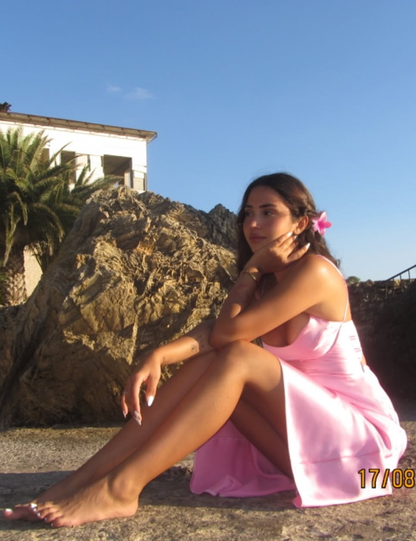 Pink Spaghetti Strap Long Prom Dress SH865