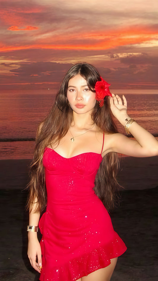 Red Sequin Bodycon Homecoming Dresses Spaghetti Straps Mini Party Dress,AST1836