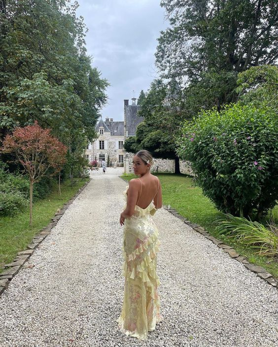 Lovely Yellow Ruffles Long Prom Dress Evening Dress SH963