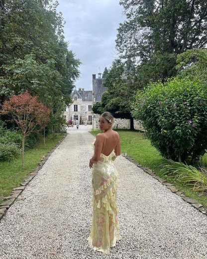 Lovely Yellow Ruffles Long Prom Dress Evening Dress SH963