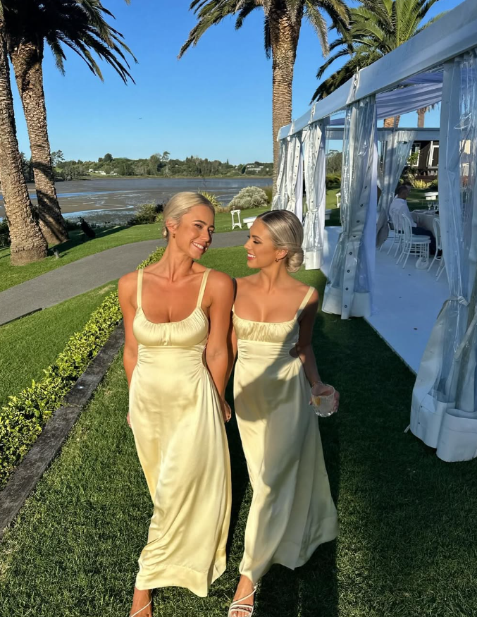 Light Yellow Satin Long Prom Dress Bridesmaid Dress Evening Dress SH923