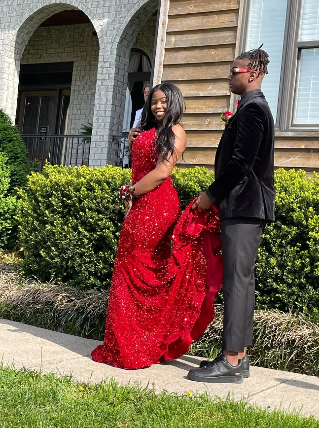 Red Strapless Sequin Mermaid Prom Dress Long Evening Dress SH934