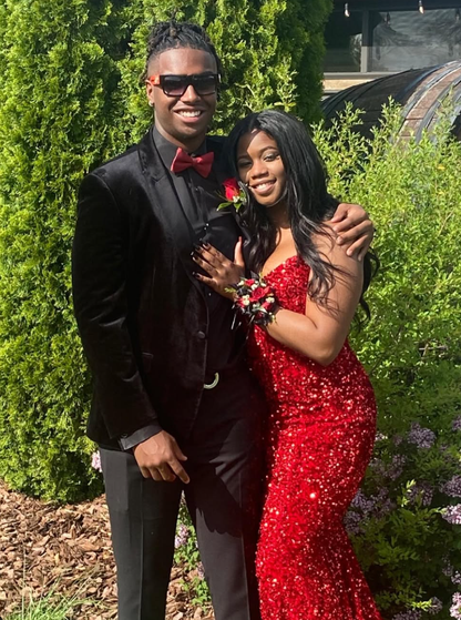 Red Strapless Sequin Mermaid Prom Dress Long Evening Dress SH934