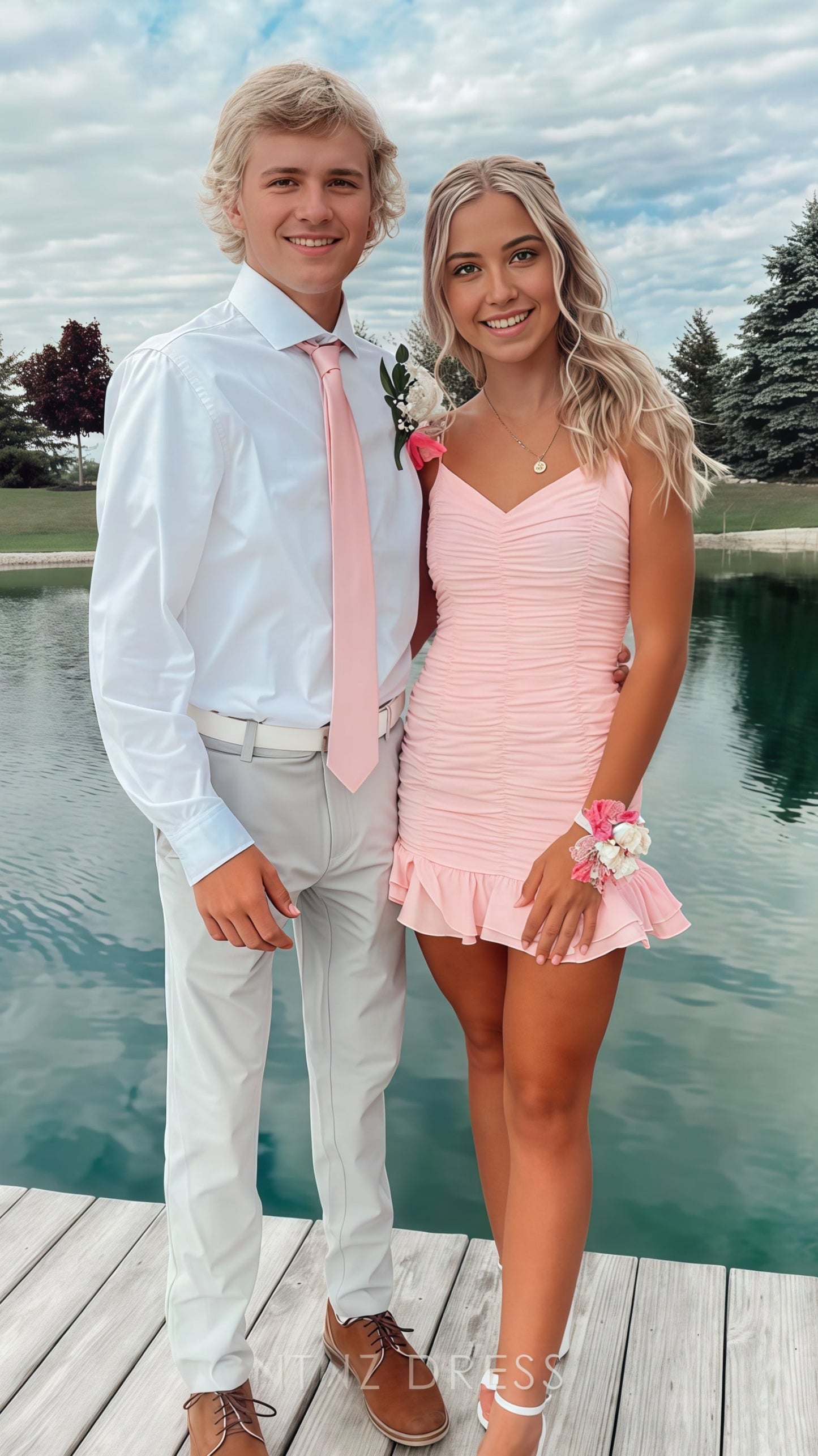 Spaghetti Straps Pink Homecoming Dresses Pleated Mini Hoco Dress,AST1851