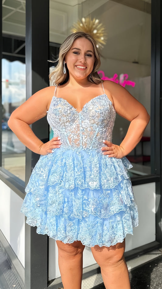 Spaghetti Straps Lace Homecoming Dress Light Blue Graduation Dress, AST1469