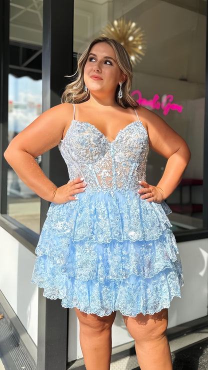 Spaghetti Straps Lace Homecoming Dress Light Blue Graduation Dress, AST1469