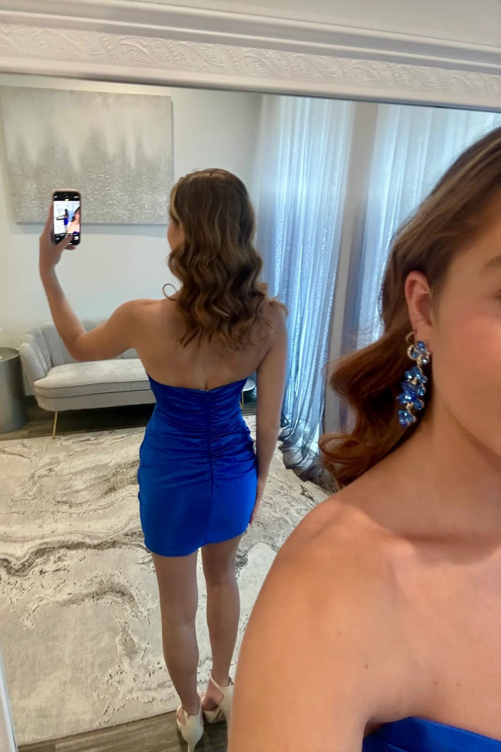 Stunning Strapless Cutout Short Tight Homecoming Dress with Ruched Detail