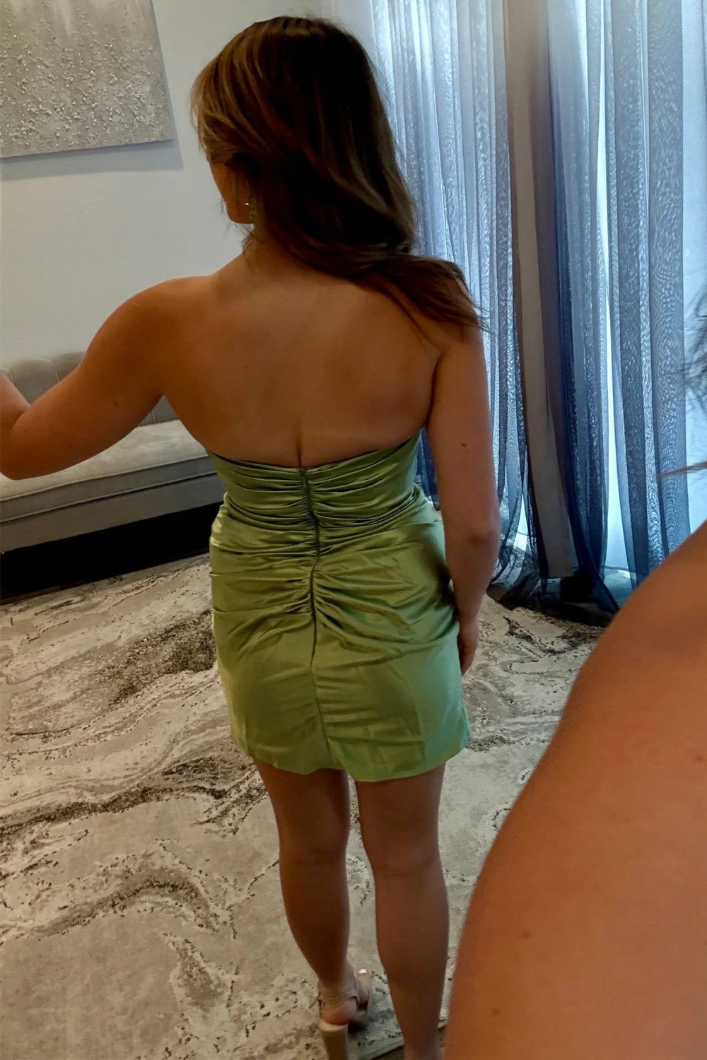 Stunning Strapless Cutout Short Tight Homecoming Dress with Ruched Detail