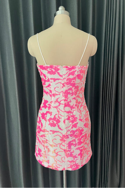 Stylish Sparkly Spaghetti Straps Sequin Short Tight Homecoming Dress