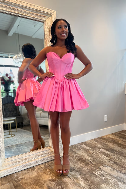 Sweetheart Pink Homecoming Dresses, Black Girls Senior Homecoming Dress, AST1452