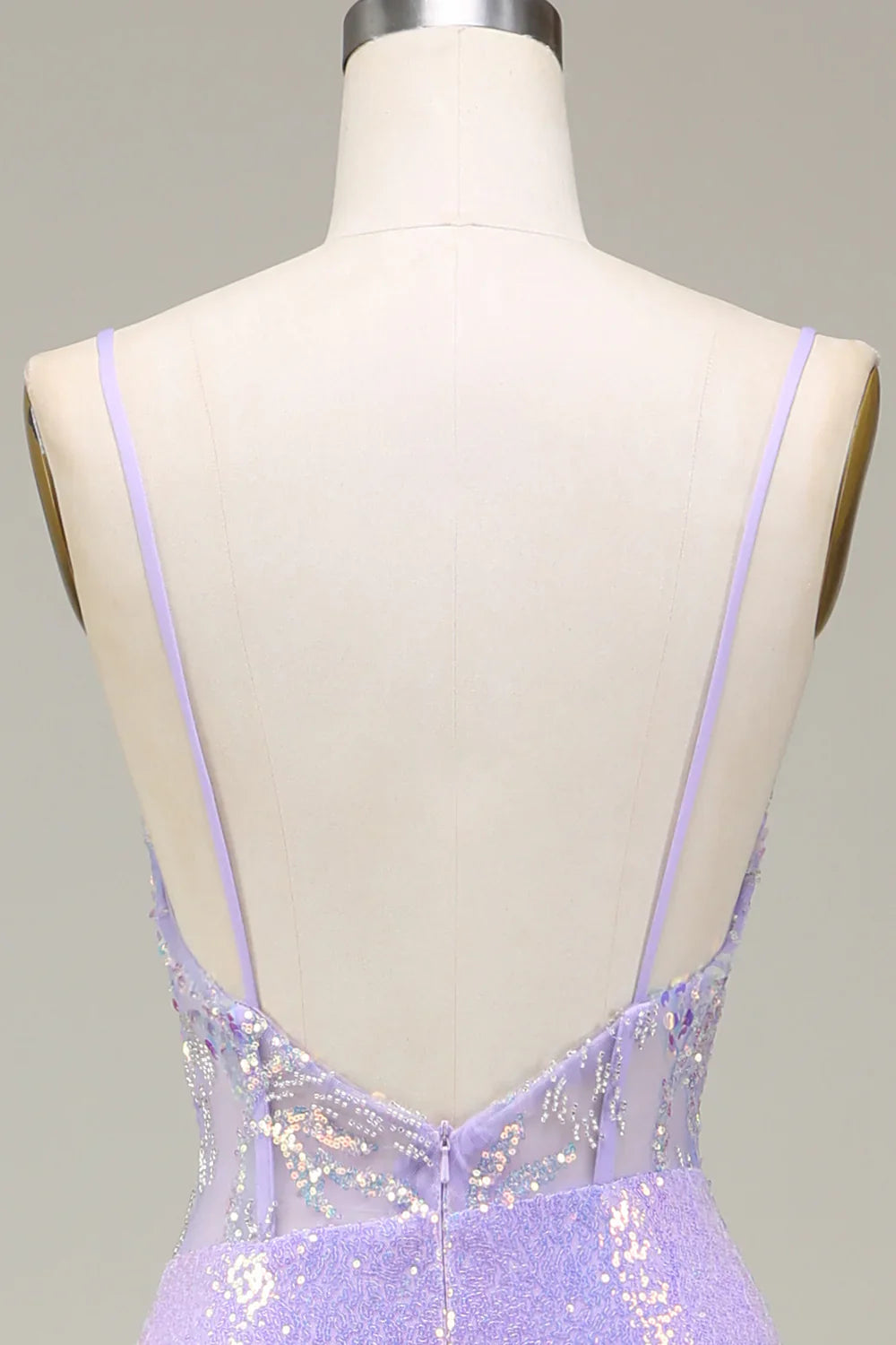 Sparkly Mermaid LighT Purple Corset Prom Dress with Slit TP1380
