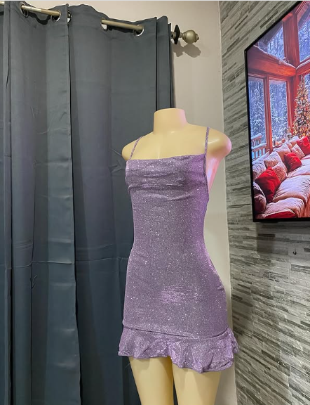 Sparkling Purple Strap Short Homecoming Dress TP2029