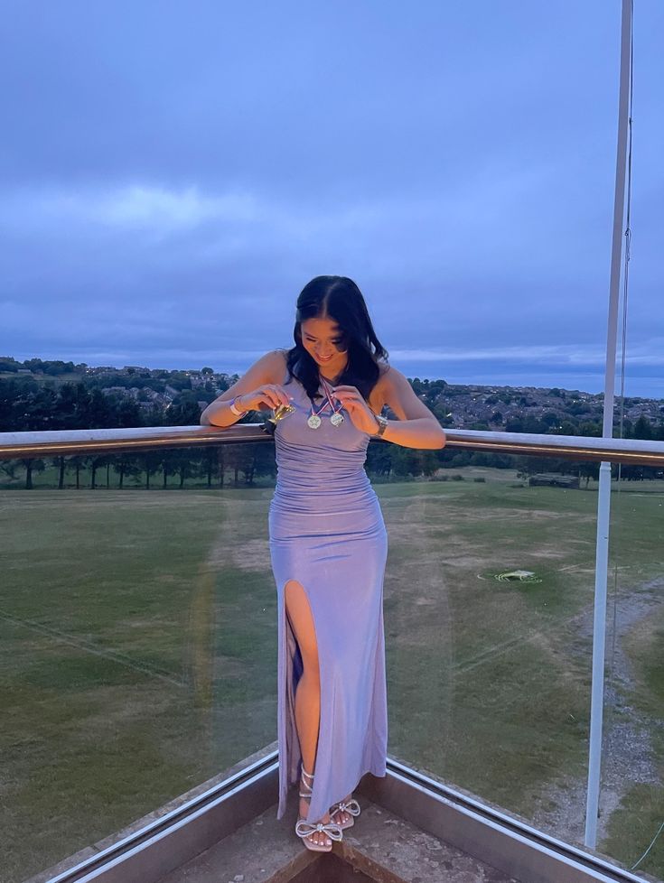 Elegant One Shoulder Soft Bodycon Slit Prom Dress Bridesmaid Dress TP2298