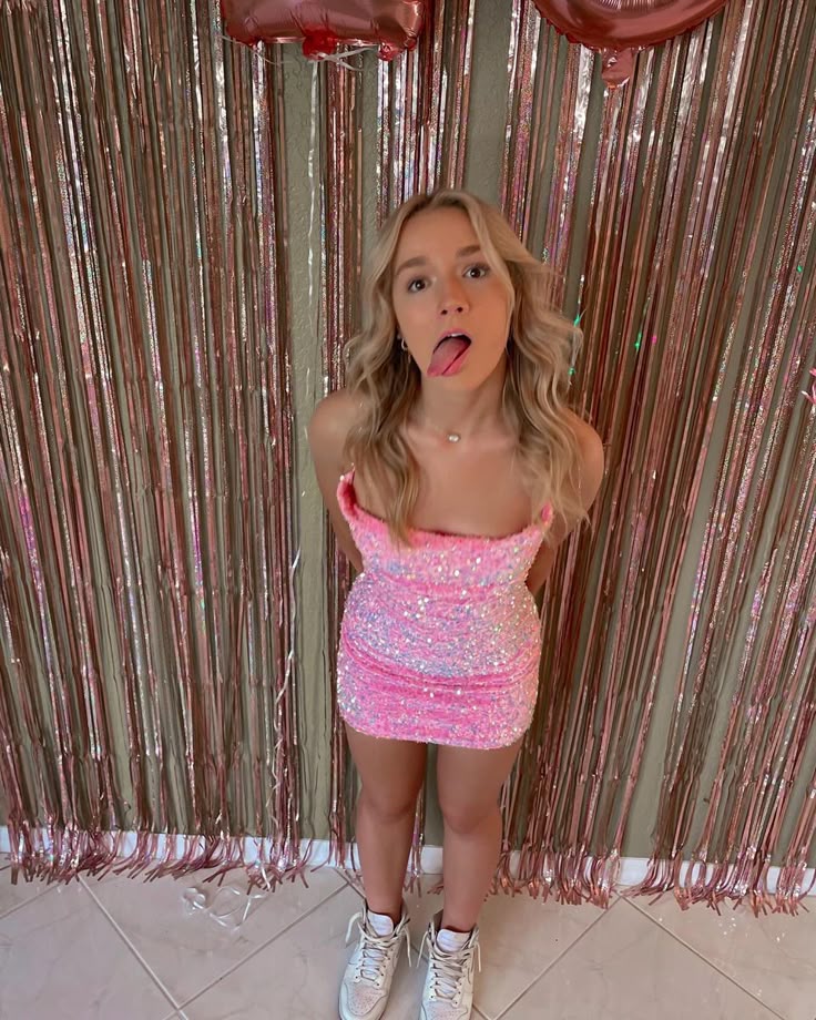 Sparkling Halter Neck Pink Sequin Backless Short Birthday Party Dress Homecoming Dress TP2483