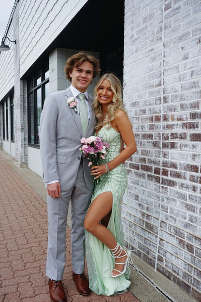 Beautiful Green Strap V-Neck Mermaid Long Prom Dress Bridesmaid Dress TP2666