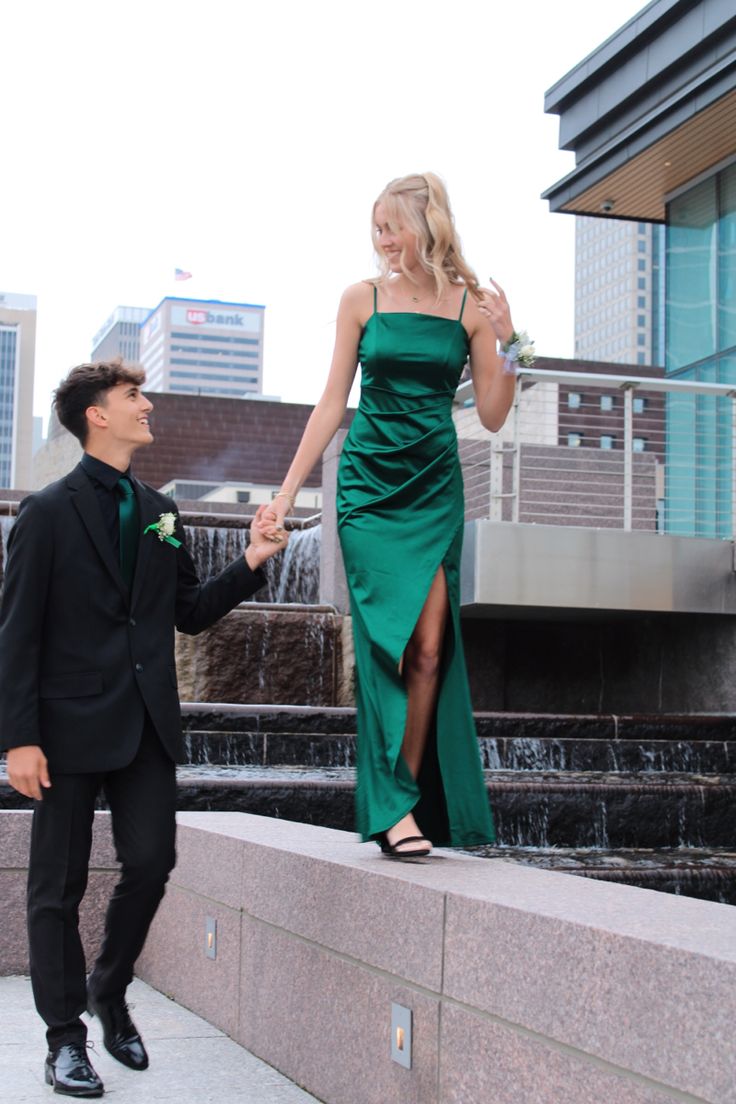 Chic Green Satin Strapless Slit Long Prom Dress Bridesmaid Dress TP2680