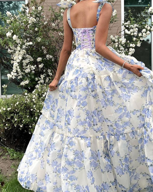 Special Floral Pattern Chiffon A-Line Prom Evening Dresses