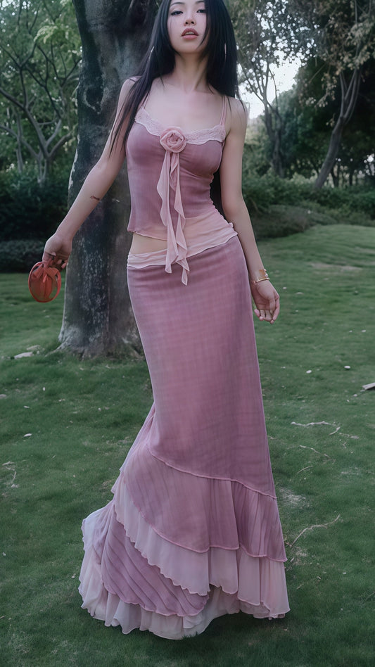 Two Pieces Bodycon Prom Dress, Chiffon Party Dress, AST1741