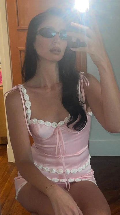 Two Pieces Pink Homecoming Dress, Sweet Mini Party Dress,AST1794