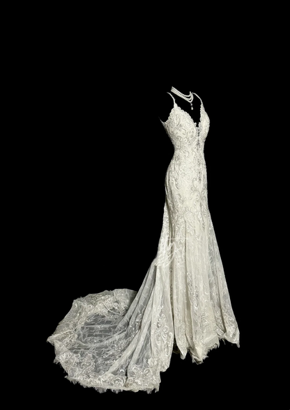 Vintage Bridal Dress Mermaid Spaghetti Straps Lace Long Wedding Dress Retro Wedding Dresses Modest Wedding Gowns W877