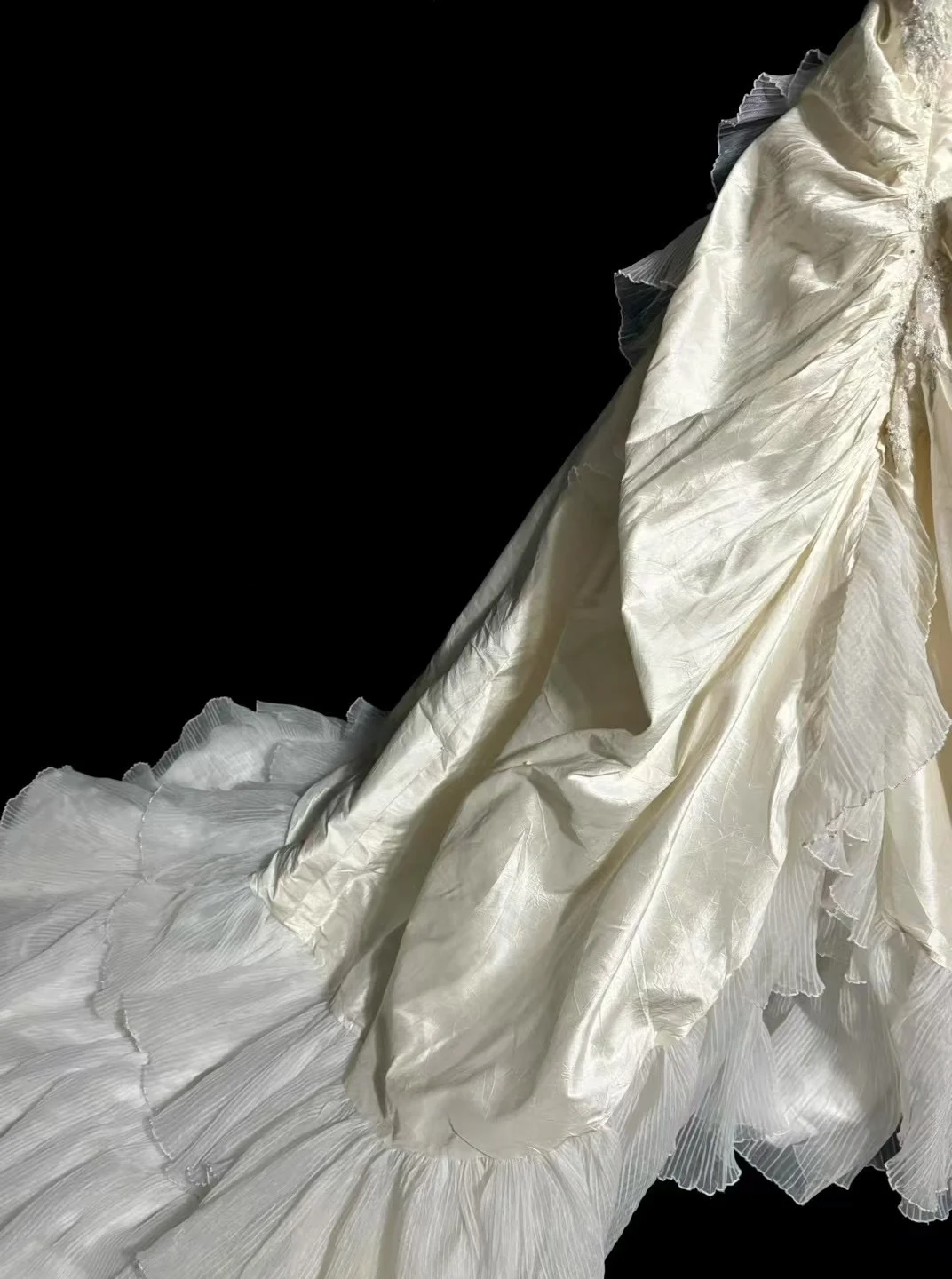 Vintage Bridal Dress Ball Gown Strapless Ivory Taffeta Long Wedding Dress Retro Wedding Dresses Modest Wedding Gowns W879