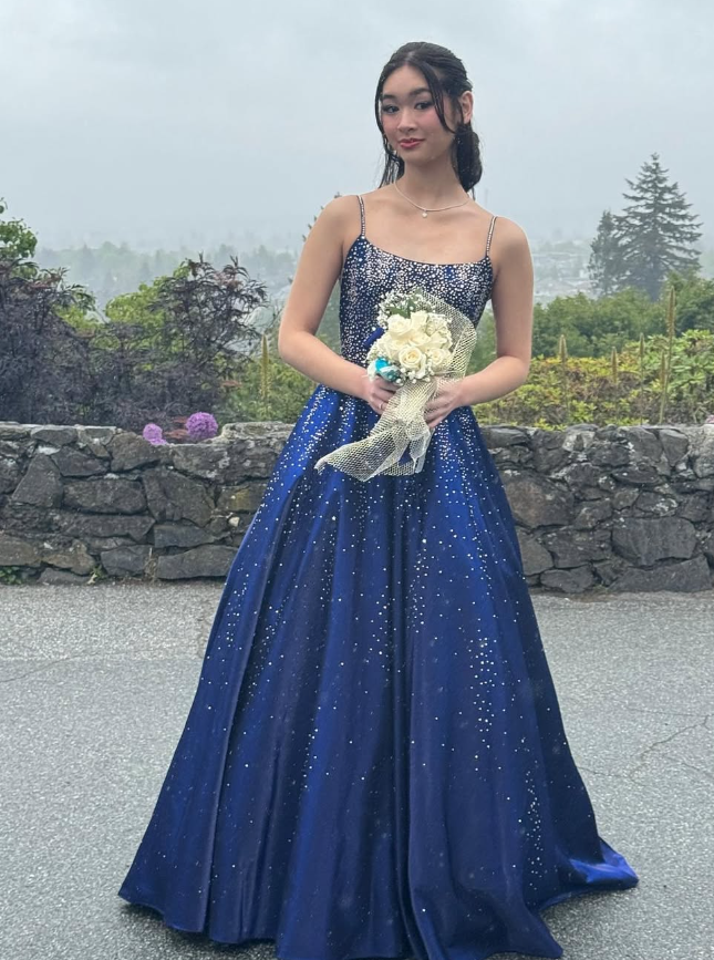 Luxurious Satin Beaded Long Prom Dress Evening Dress SH920