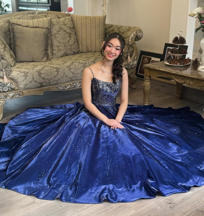 Luxurious Satin Beaded Long Prom Dress Evening Dress SH920