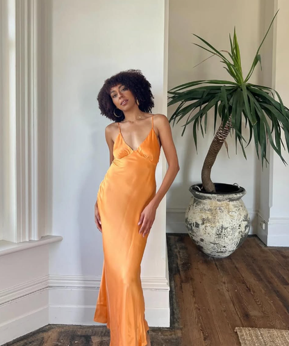 Simple Satin Long Prom Dress Party Dress SH967