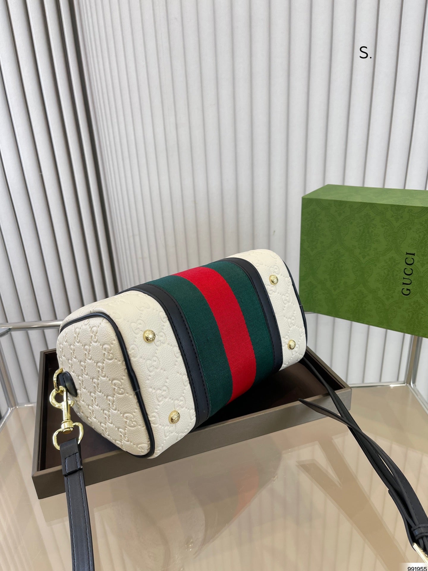 Gucci Dark Brown/Beige GG Canvas and Small Vintage Web Boston Bag