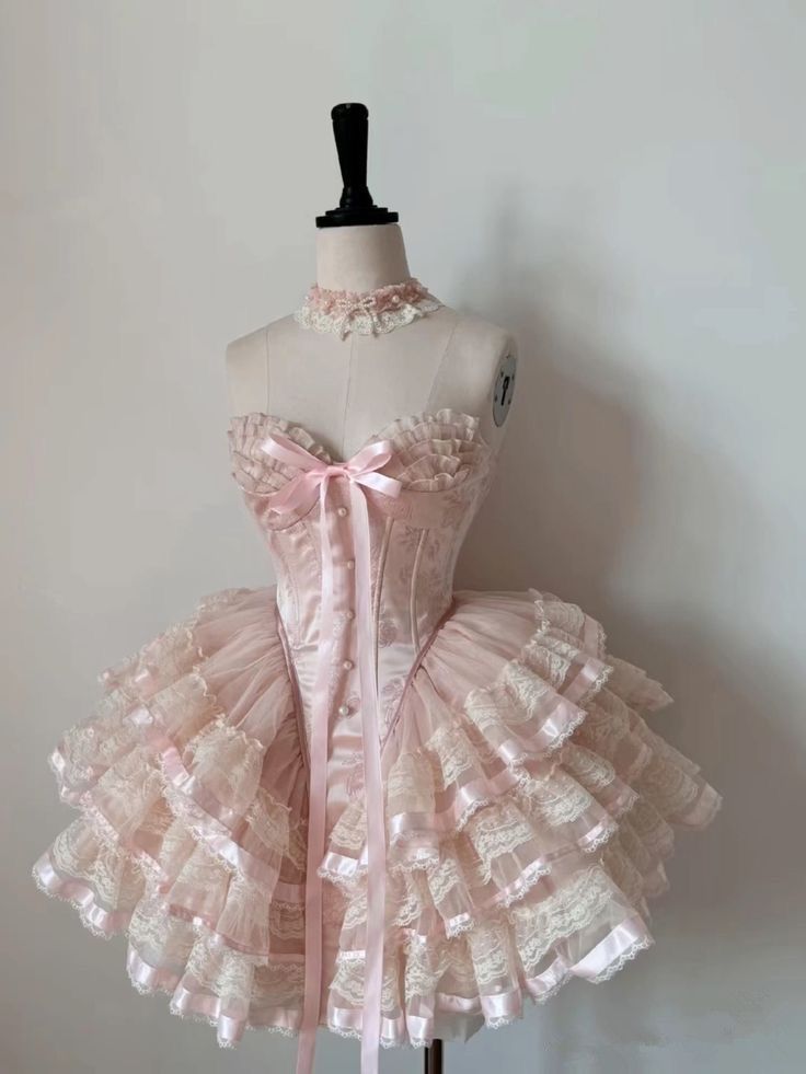 Pink ruffle short tulle lace homecoming dress birthday dress gh4911