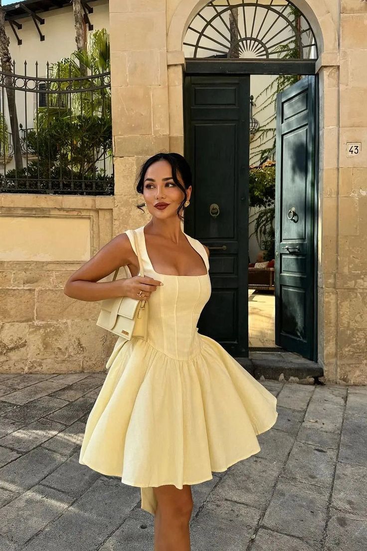 amakanas-Yellow fashion sweet backless elegant short satin homecoming dress birthday dress gh5268