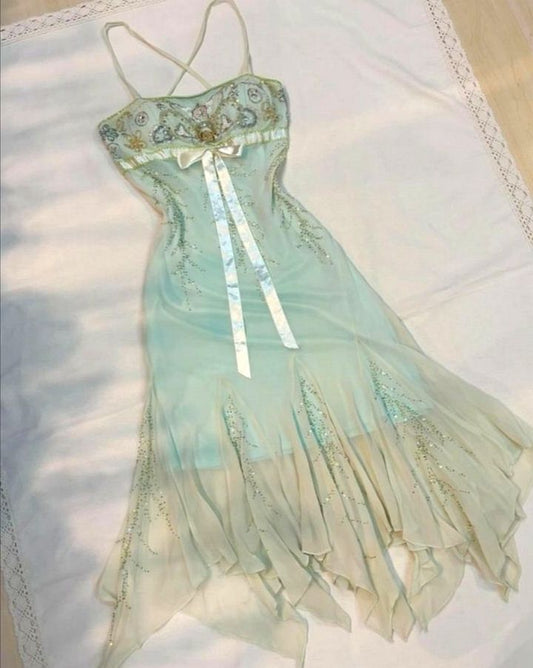 amakanas-Light green beaded short chiffon homecoming dress birthday dress fairy gh5233