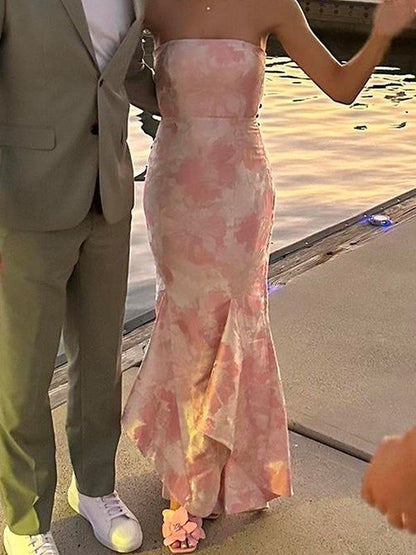 Pink Elegant Fashion Floral Long Slim Fit prom dress Evening Dress Party Dress Bridesmaid Dresses gh3316