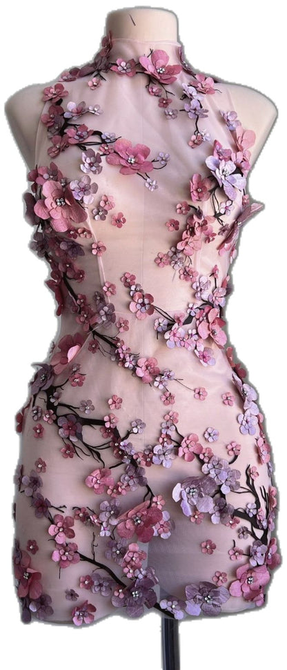 Pink Floral Elegant Sweet Fairy Short Tulle Homecoming Dress Prom Dress Party Dress gh4890