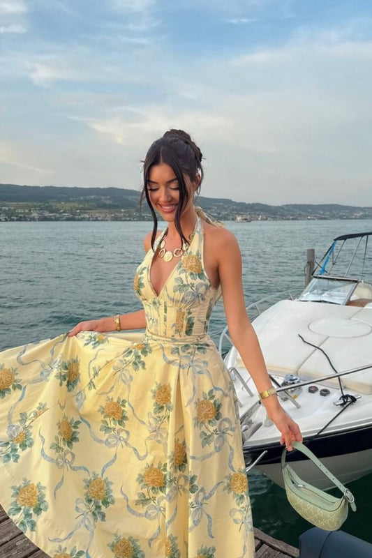 amakanas-Floral long chiffon dress for vacation gh6151