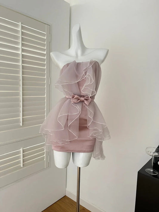 Pink/Purple Fairy Fashion Short Chiffon Homecoming Dress Birthday Party Dress gh4843