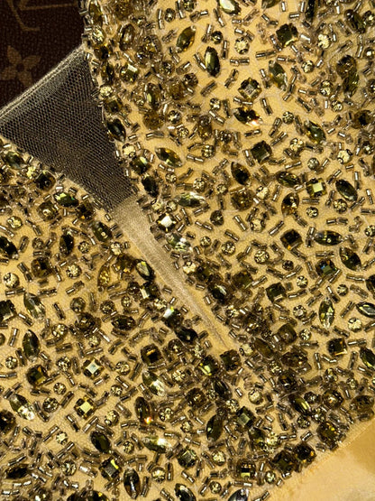 Yellow gorgeous shiny beaded long tulle ball gown evening dress party dress birthday dress gh4456