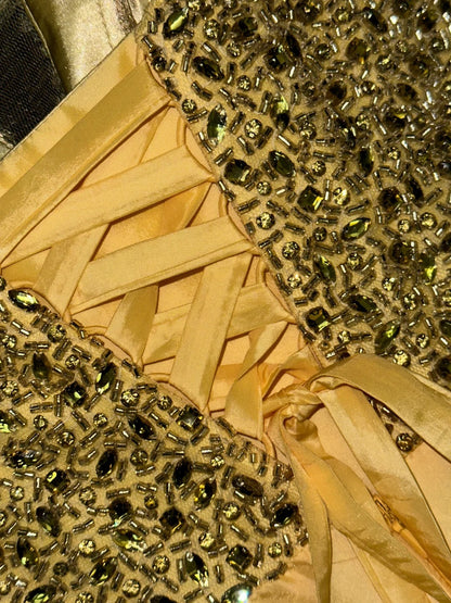 Yellow gorgeous shiny beaded long tulle ball gown evening dress party dress birthday dress gh4456