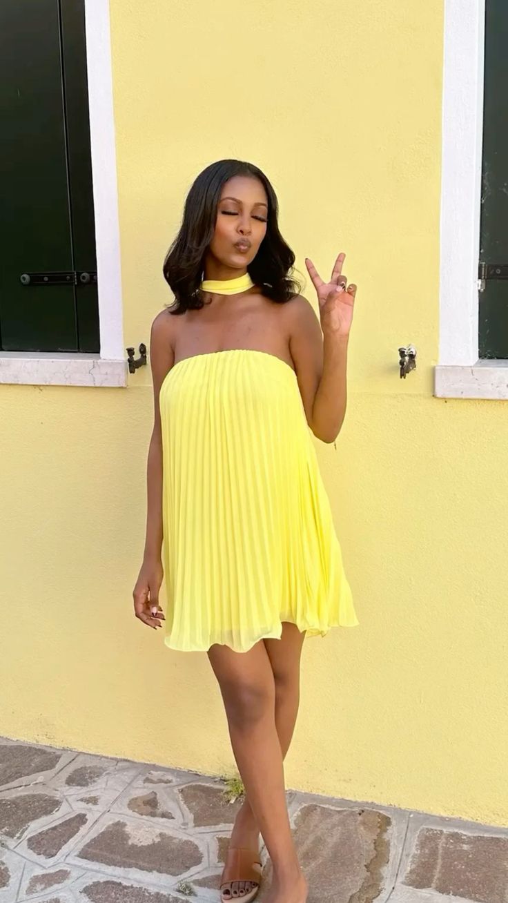 Yellow fashion simple short chiffon homecoming dress beach vacation travel party dress gh4882