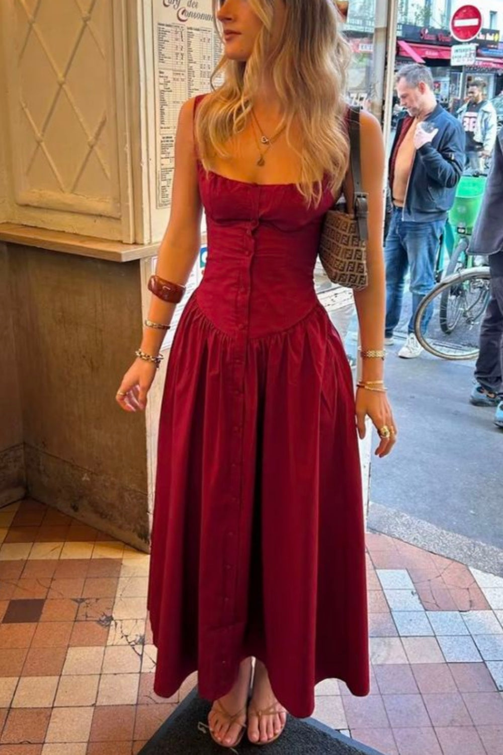 amakanas-Burgundy chiffon long dress gh6144