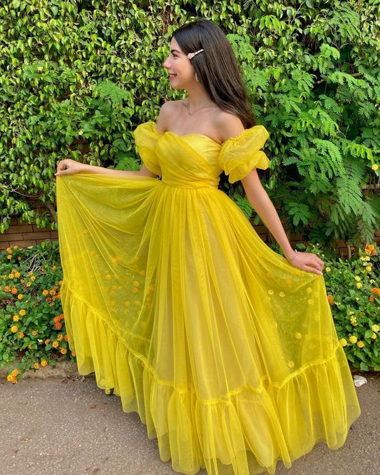 Yellow Prom Dress, Long Prom Dresses ,Formal Prom Dress   cg15235