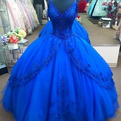 Royal Blue Ball Gown Quinceanera Dresses Ruffles Princess Sweet 16 Dress Prom dresses cheap   cg16544