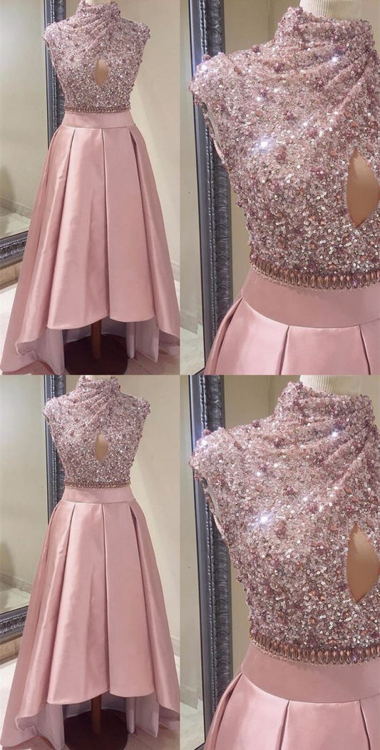High Low Prom Dresses,Blush Keyhole Prom Dresses,Prom Dresses cg2734