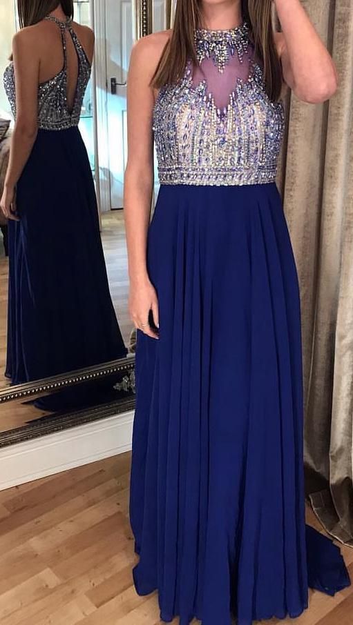Open Back Prom Dress With Beading Long 8th Graduation Dress Custom-made School Dance Dress  cg7526