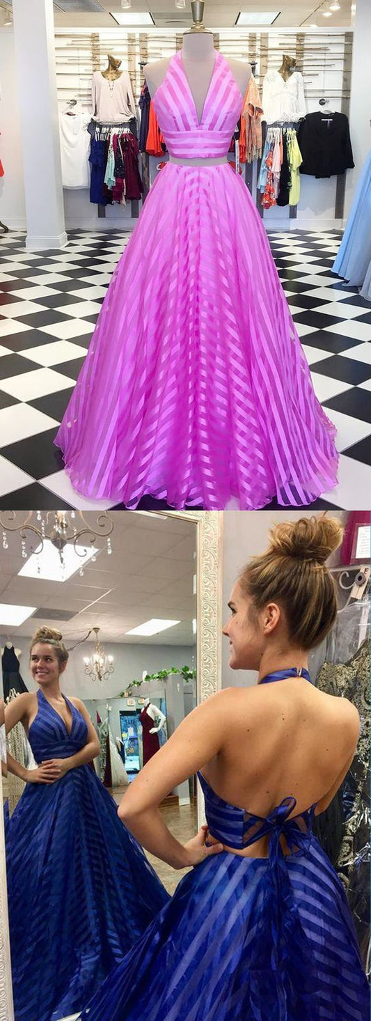 New brand hot pink two piece long tulle V neck evening dress, prom dress  cg7577