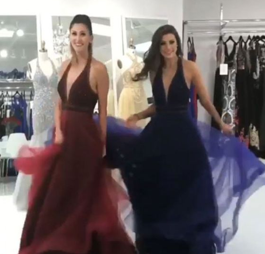 Halter Burgundy Royal Blue Prom Dresses  cg7595