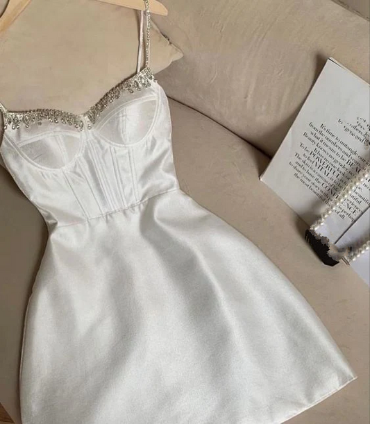 Cute White Mini Homecoming Dress Formal Dresses Short