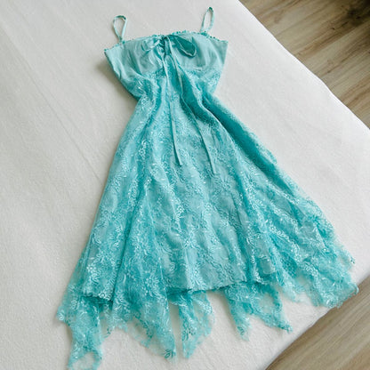 amakanas-Blue lace short homecoming dress birthday party dress mint candy fairy gh5235