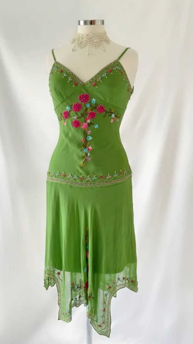 amakanas-Green Beautiful Exquisite Floral Short Chiffon Birthday Dress Homecoming Dress Setgh5989