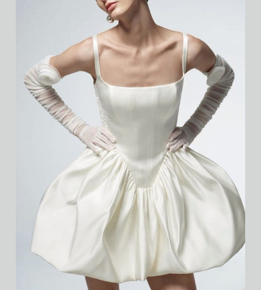 amakanas-Ivory white fashion simple short homecoming dress birthday party dress gh5399